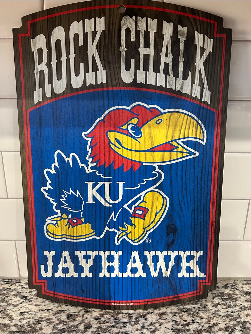 KU Jayhawks 'Rock Chalk' Wall Sign - Blue/Red/Yellow